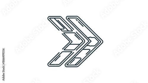 Abstract outline arrows indicating forward movement and speed, a versatile graphic element for digital interfaces and modern design projects