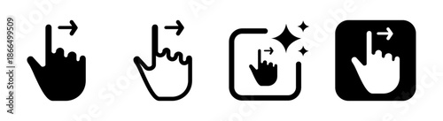 Finger right side moving icon in black transparent vector PNG illustration