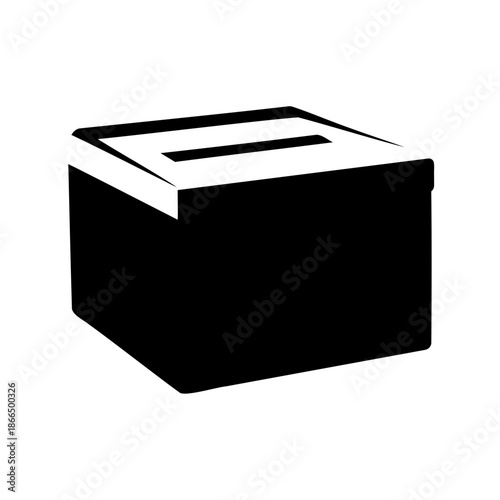 Silhouette of a closed box with a slot on the top side