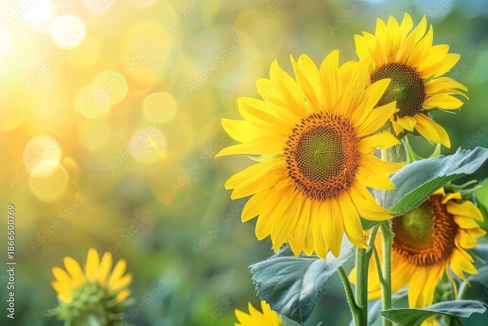 Fototapeta premium Sunflowers blooming in a field during a beautiful summer day