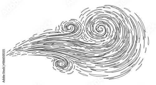 Black and White Swirling Vortex Design Element.