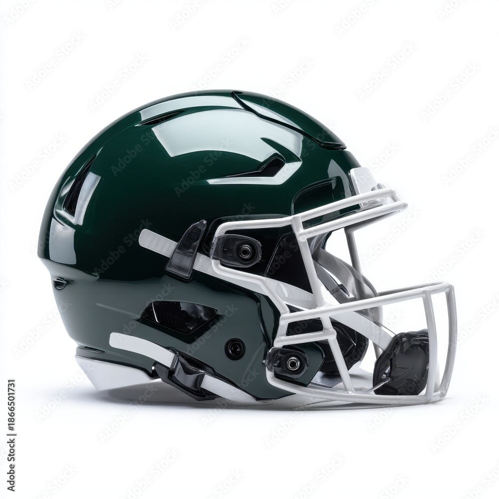 Fototapeta premium Modern dark green American football helmet.