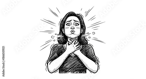 Woman Experiencing Sore Throat and Discomfort.