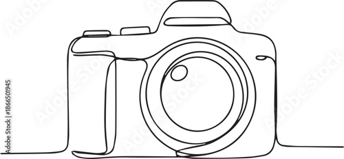 Modern camera in sleek one line drawing style