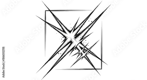 Black and White Explosion Graphic Design Element.