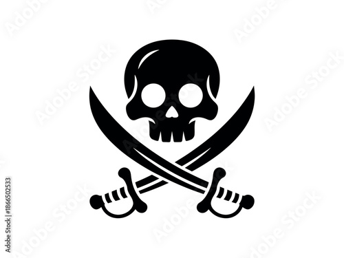 Pirate Skull and Crossed Swords Symbol
