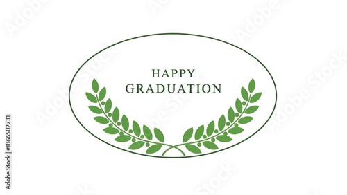 Happy Graduation Celebration Elegant Green Wreath Design for Congratulatory Cards and Announcements