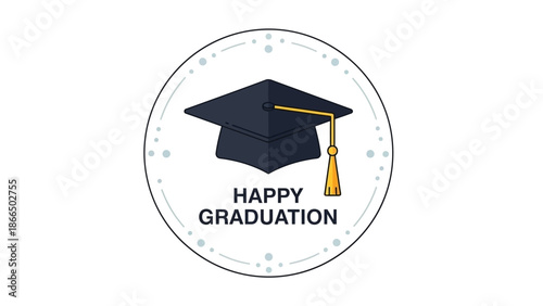 Happy Graduation Illustration Celebrate Academic Achievement with a Stylish Design for Special Events