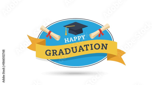 Happy Graduation Badge Celebrate Academic Achievement with a Stylish Emblem