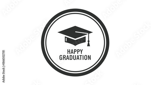 Happy Graduation Icon Celebrating Academic Achievement and Success with a Classic Design