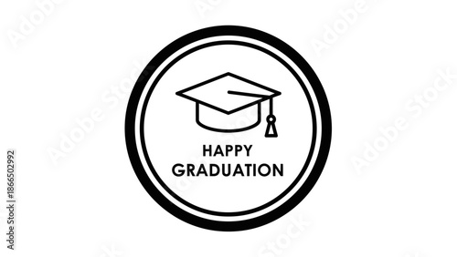 Happy Graduation Badge Celebrate Academic Achievement with a Stylish Icon