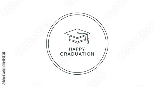 Happy Graduation Icon Celebrate Academic Achievement with a Stylish Graphic Design Element
