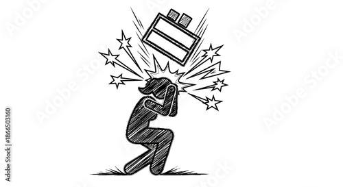 Man Kneeling Under Heavy Battery Weight.