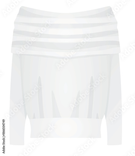 White off shoulder sweater. vector illustration