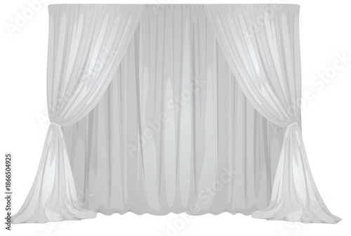 Grey curtain drapes. vector illustration