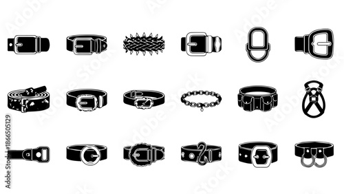 Collection of various buckles isolated on white background, Vector