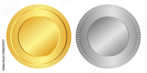 Golden and silver stamps isolated on white background. Luxury seals. Vector design elements