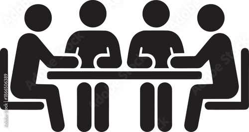 Business people silhouettes in office vector illustration