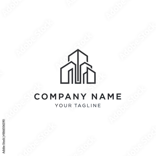 Simple Black Line Art Company Logo Template.