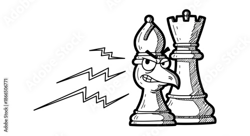 Chess Bishop and King Pieces Illustration.