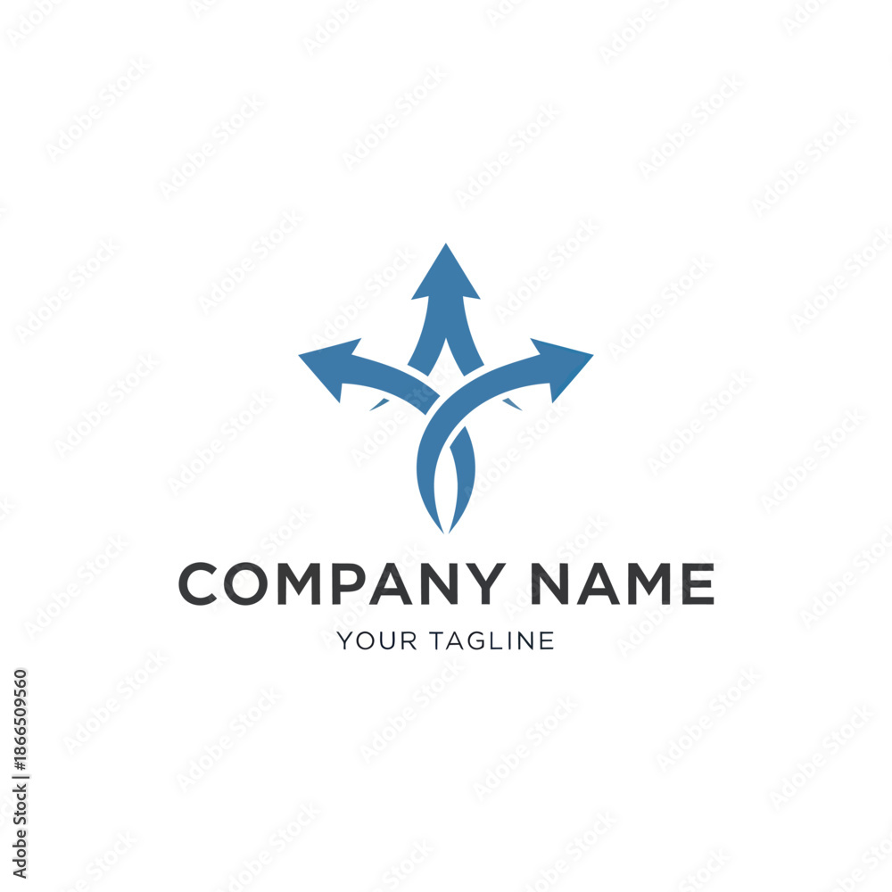 Obraz premium Blue Logo Design with Four Arrows.