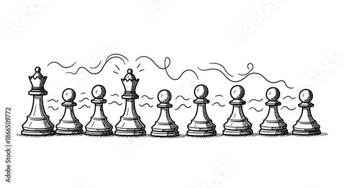 Chess Pieces King Queen Pawns Strategy Game.