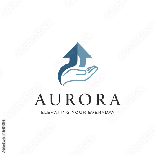 Aurora Logo with Hand and Arrow.