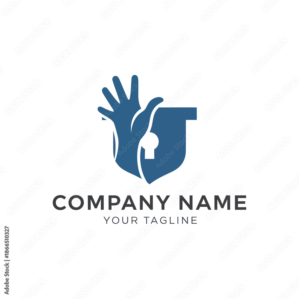 Fototapeta premium Hand and Shield Logo Design Template.