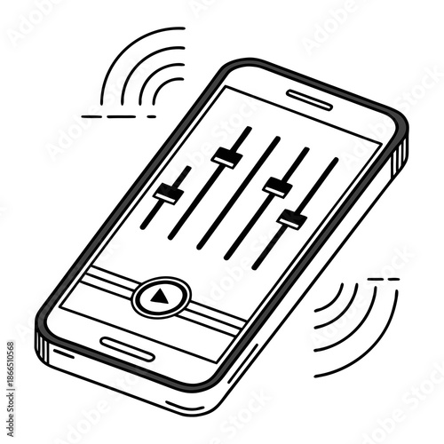Φωτογραφία Title: A smartphone with a screen displaying multiple sliders and wireless signa