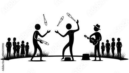 Silhouette Scene: Juggling Music and Audience in Black and White Artistry