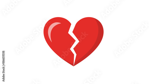 Abstract Red Broken Heart Symbol for Sadness Loneliness and Relationship Problems