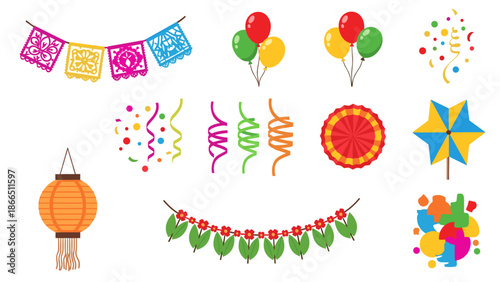 Colorful Fiesta Decorations for Celebrations: Party and Festive Atmosphere Graphics