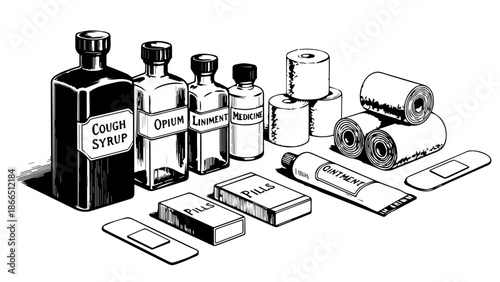 Collection of grooming essentials isolated on white background, Vector