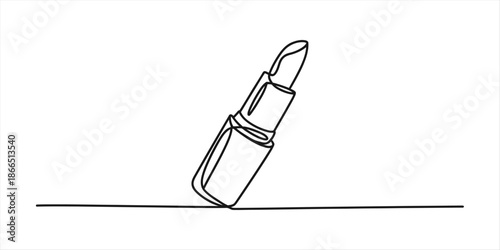 A simple and elegant continuous line art drawing of a single lipstick tube Vector, illustration