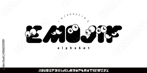 Emojif Font is A playful bubble display font with bold rounded shapes and cute eye details, perfect for kids branding, stickers, fun posters, and quirky logos.