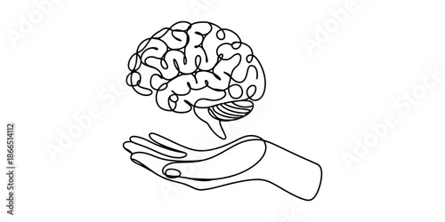 A minimalist single line drawing of a fresh cabbage head on a white background Vector, illustration