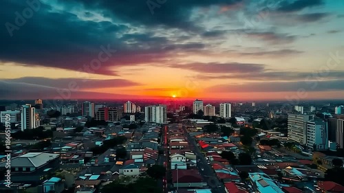 aerial drone view of san jose city at sunset costa rica video