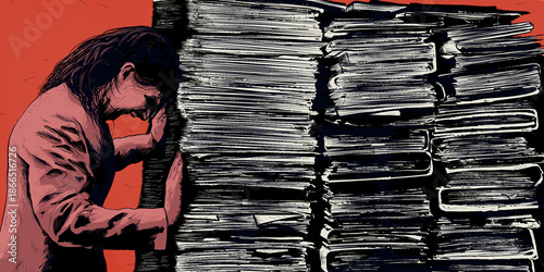 Conceptual illustration about bureaucracy overload and administrative burden
