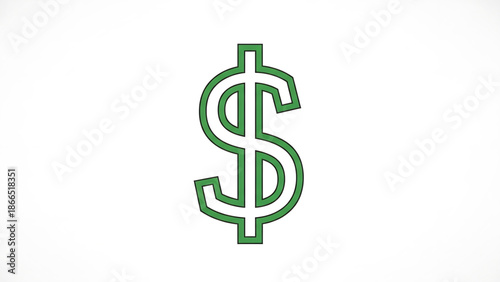 A green dollar sign icon on a white background representing finance and currency