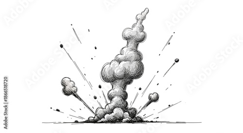 Black and White Explosion Sketch.