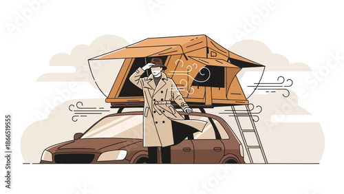 Adventures Await Car Top Tent Camping On A Windy Hillside Road Trip