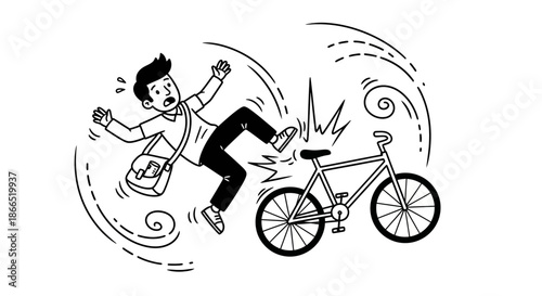 Man Falling Off Bicycle Accidentally.