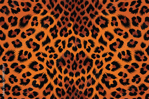 An abstract leopard print pattern featuring animal fur and skin texture, inspired by african wildlife in a vibrant display