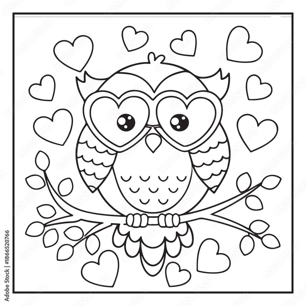 Fototapeta premium Bold and Easy Valentine’s Day Coloring Pages for All Ages: Fun, Simple Designs Perfect for Kids and Adults to Celebrate Love and Creativity, Balk and white line art illustration.