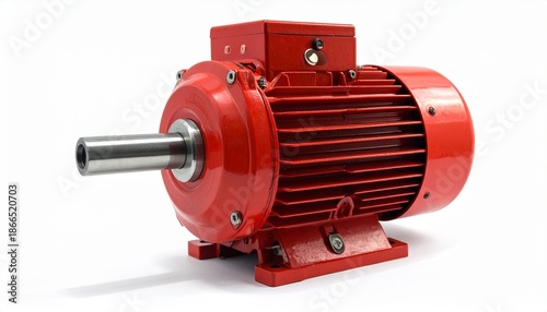 Red Industrial AC Motor Close-Up – Technical Visual for Engineering, Editorial, or Automation Branding Themes