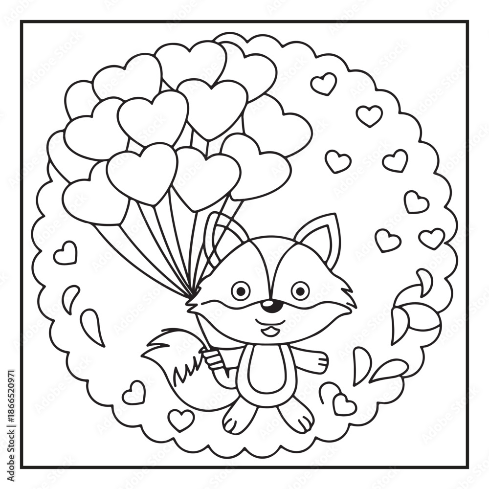 Obraz premium Bold and Easy Valentine’s Day Coloring Pages for All Ages: Fun, Simple Designs Perfect for Kids and Adults to Celebrate Love and Creativity, Balk and white line art illustration.