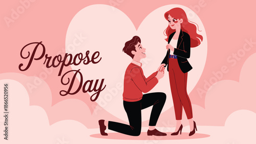 Man proposes to a woman on propose day, symbolizing love and romantic commitment