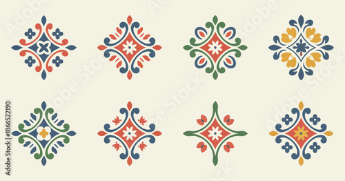 Oriental floral ornament and damask graphic elements with imperial rococo decor for seamless patterns, wrapping paper, greeting and business cards, wedding invitations, textile and t shirt prints