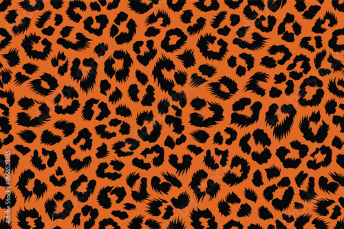 Vibrant seamless leopard print pattern with abstract animal fur skin texture, inspired by wild African savanna. This bold and exotic design captures the essence of untamed africa