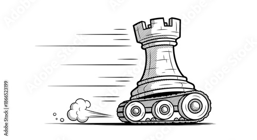 Chess Piece on Tank Moving Forward.